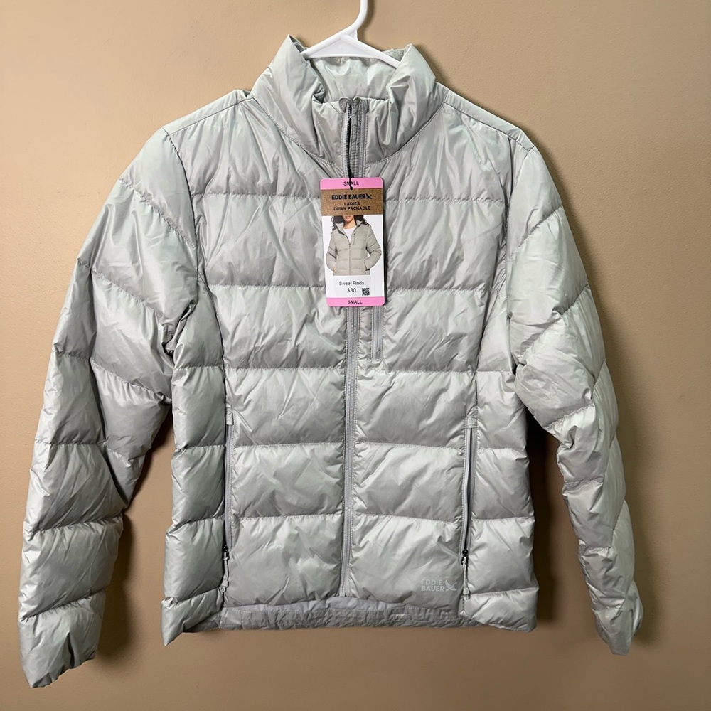 Eddie Bauer Ladies Down Packable Jacket - small - silver